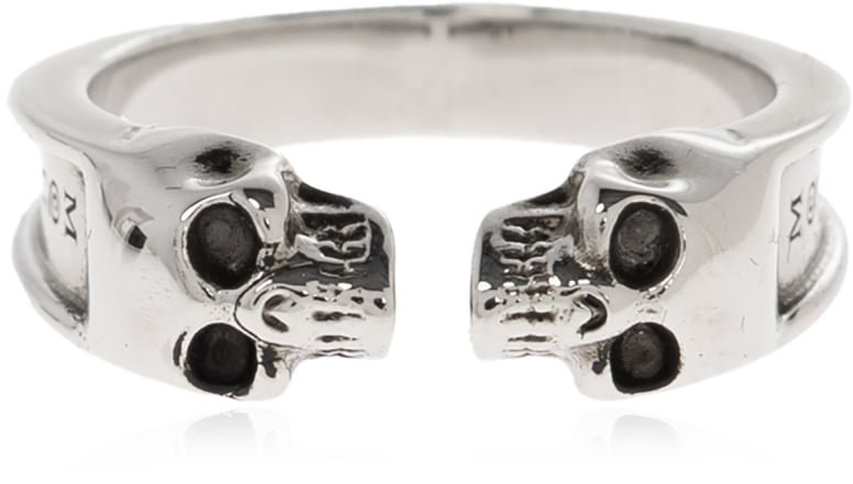Alexander McQueen Twin Skull Ring Zilver