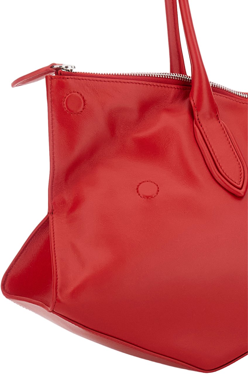 Alexander McQueen Sculptural Leather Shoulder Bag with Tubular Handles Rood