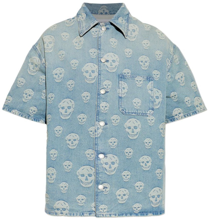Alexander McQueen Shirts Blue Lichtblauw