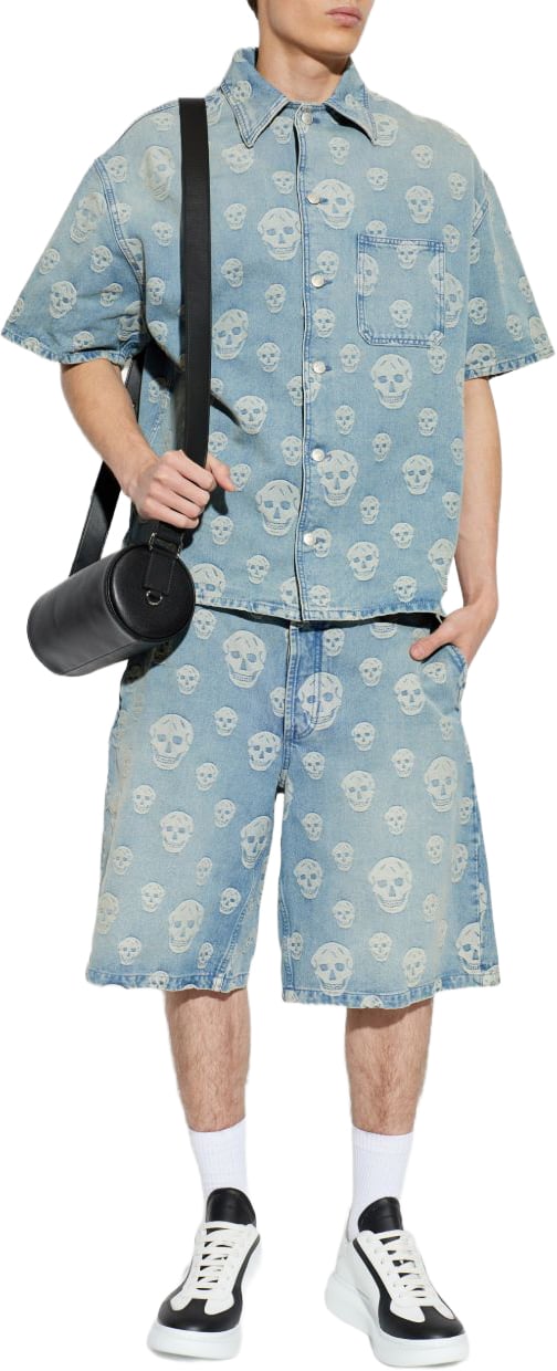 Alexander McQueen Shirts Blue Lichtblauw