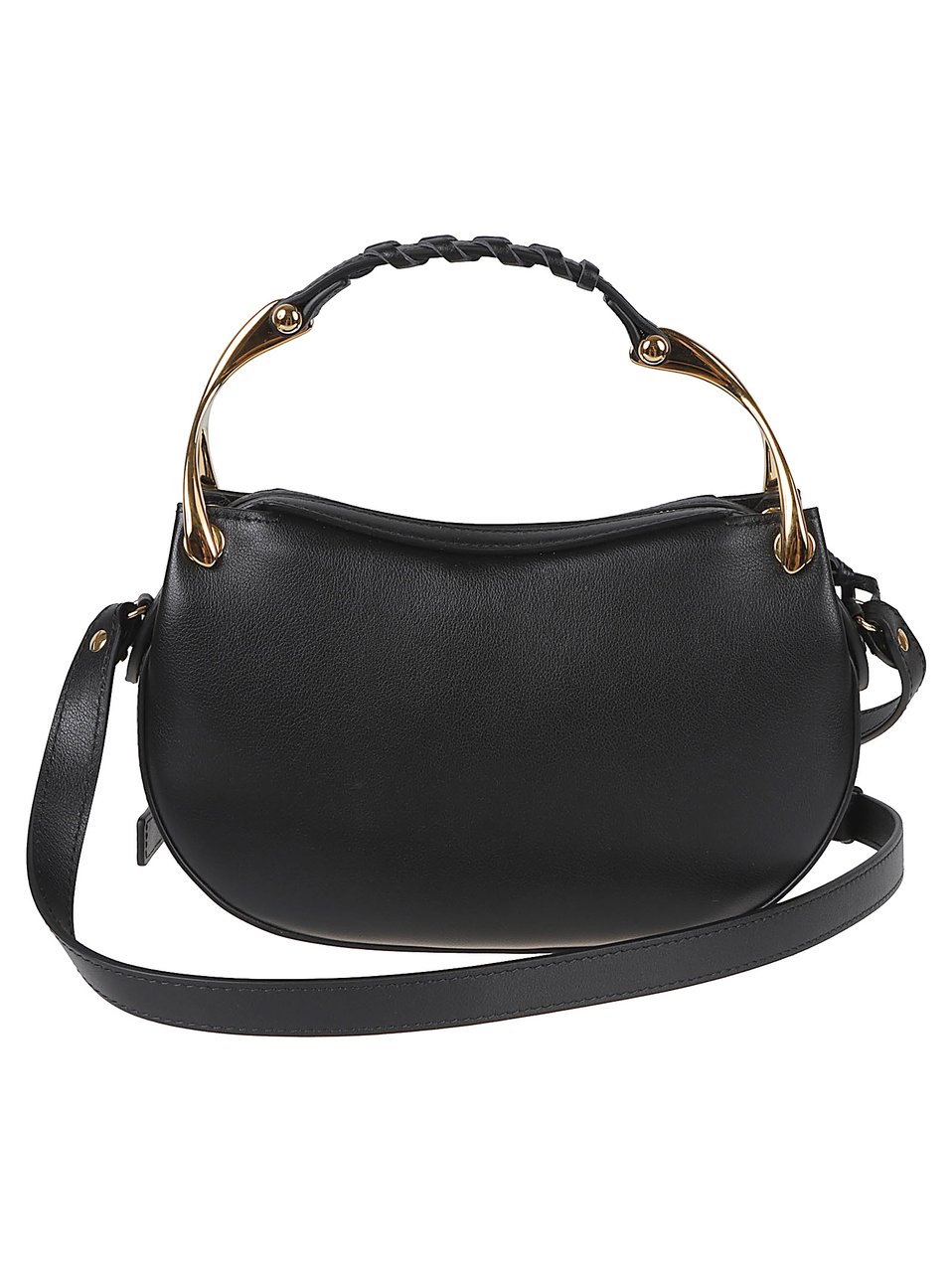 Alexander McQueen Black Calf Leather Wishbone Mini Bag Zwart