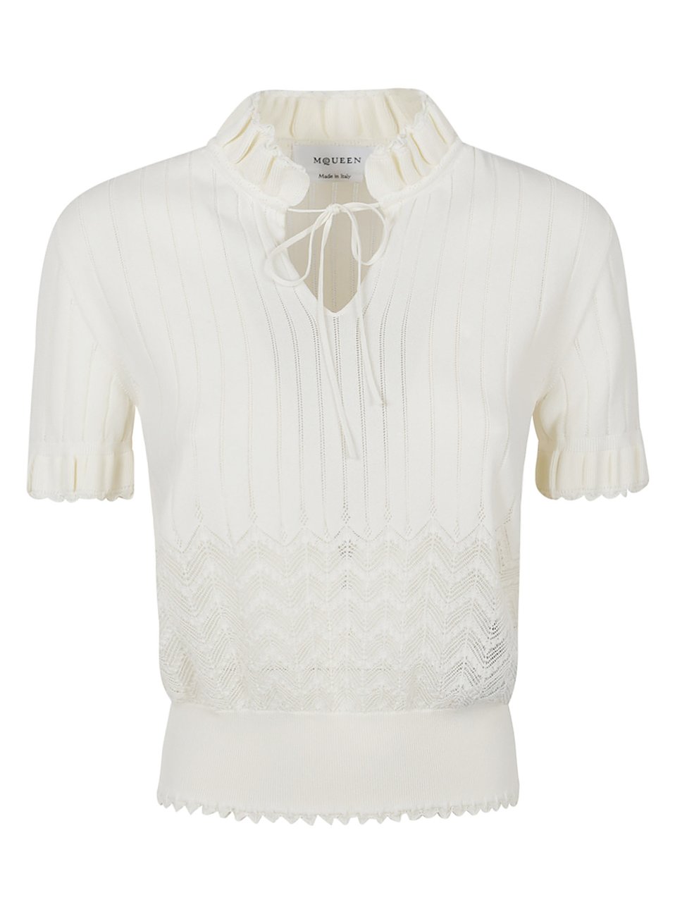 Alexander McQueen Ivory Viscose-Blend Pointed Turtleneck Wit