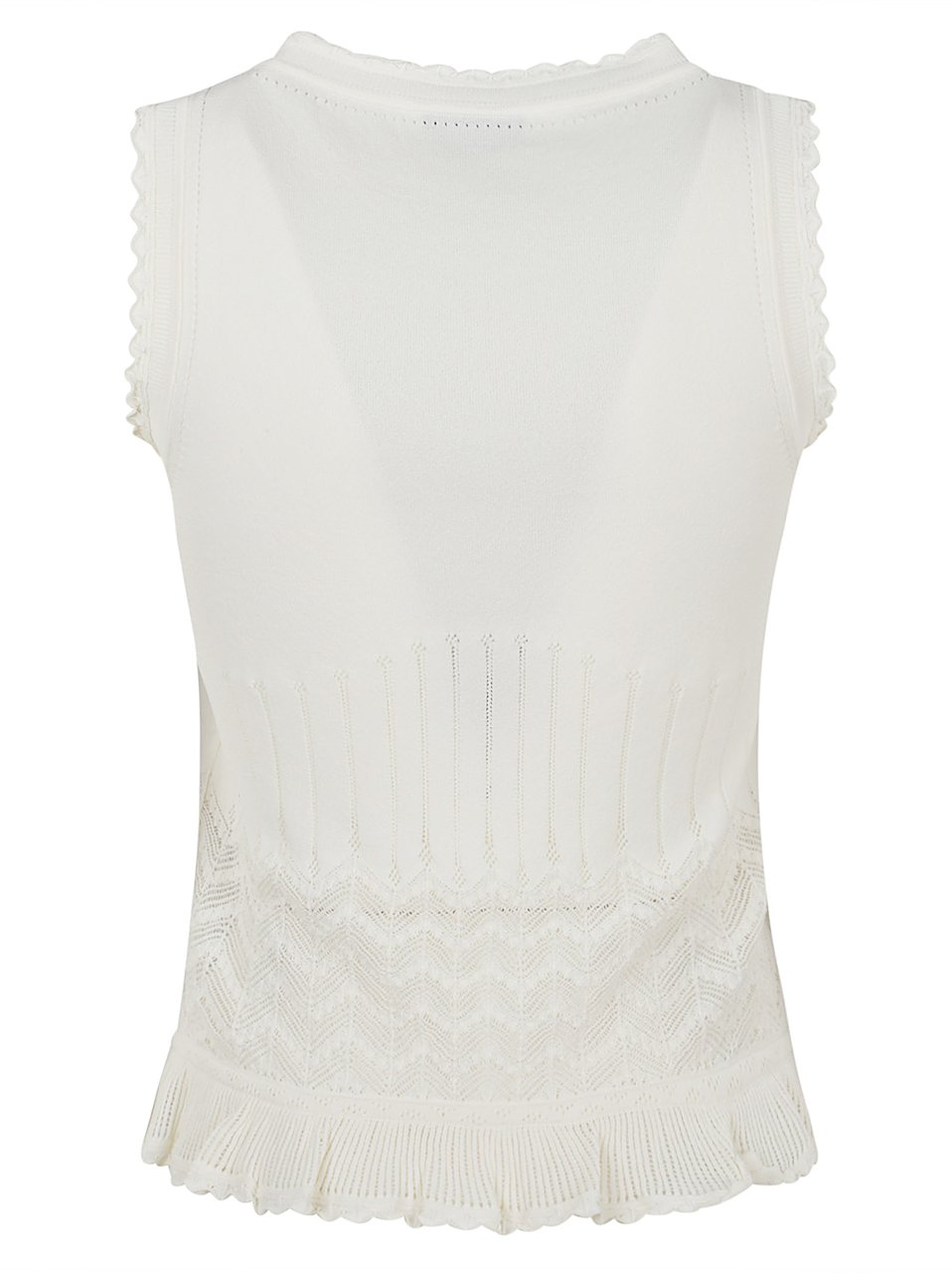 Alexander McQueen Black Jersey Scalloped Knit Tank Top Wit