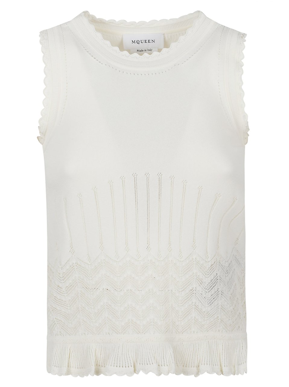 Alexander McQueen Black Jersey Scalloped Knit Tank Top Wit