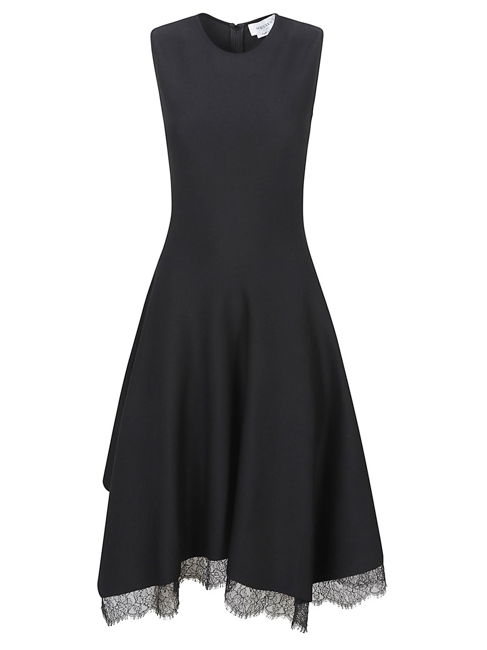 Alexander McQueen Black Wool-Blend Lace Handkerchief Dress Zwart