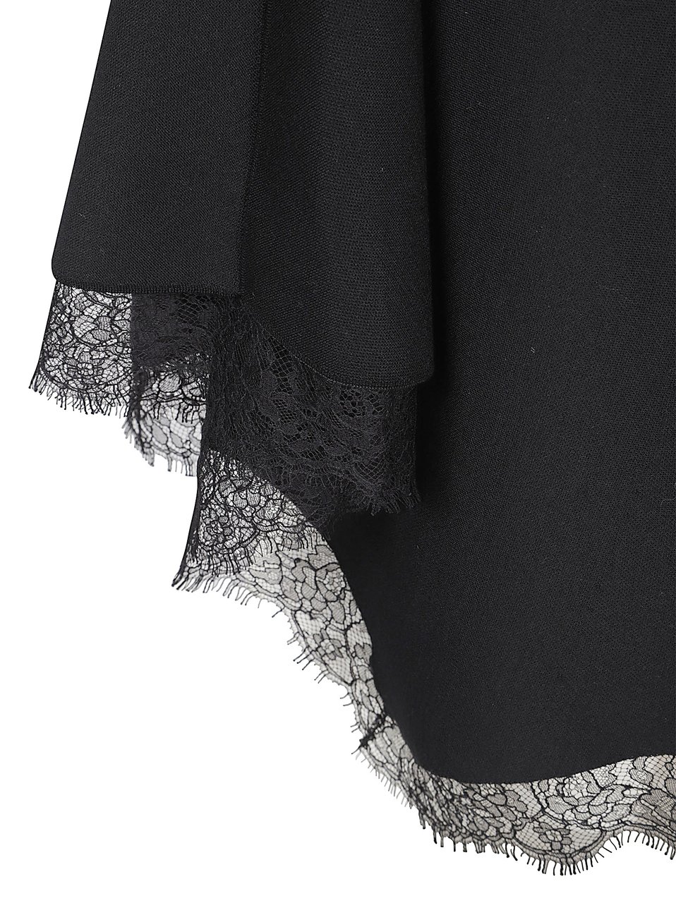 Alexander McQueen Black Wool-Blend Lace Handkerchief Dress Zwart