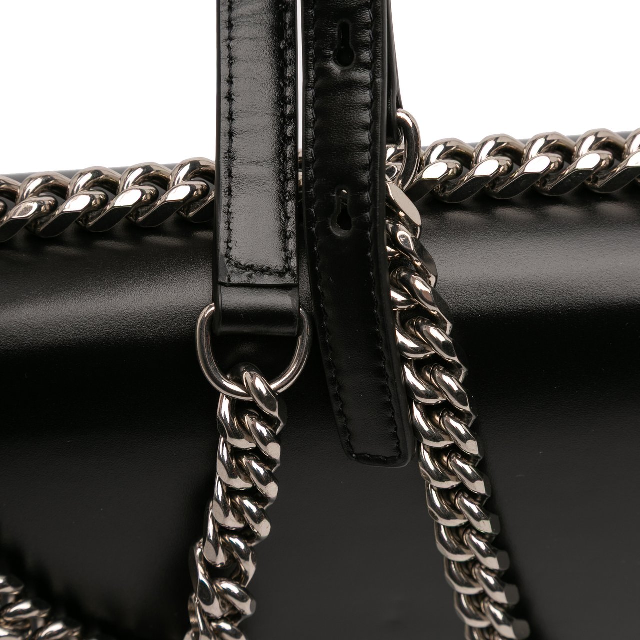 Alexander McQueen Mini Leather Sculptural Four Ring Crossbody Zwart