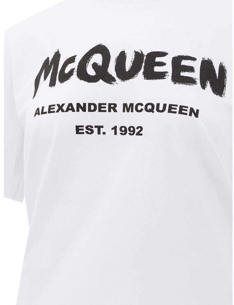 Alexander McQueen White Cotton T-Shirt Wit