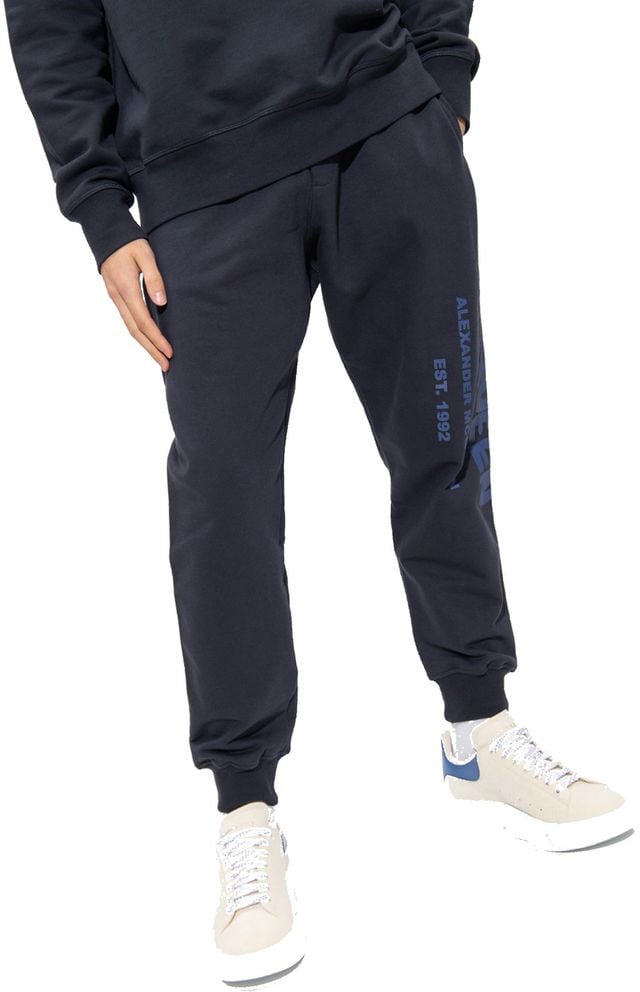 Alexander McQueen Blue Cotton Joggers (Workout Pants) Blauw