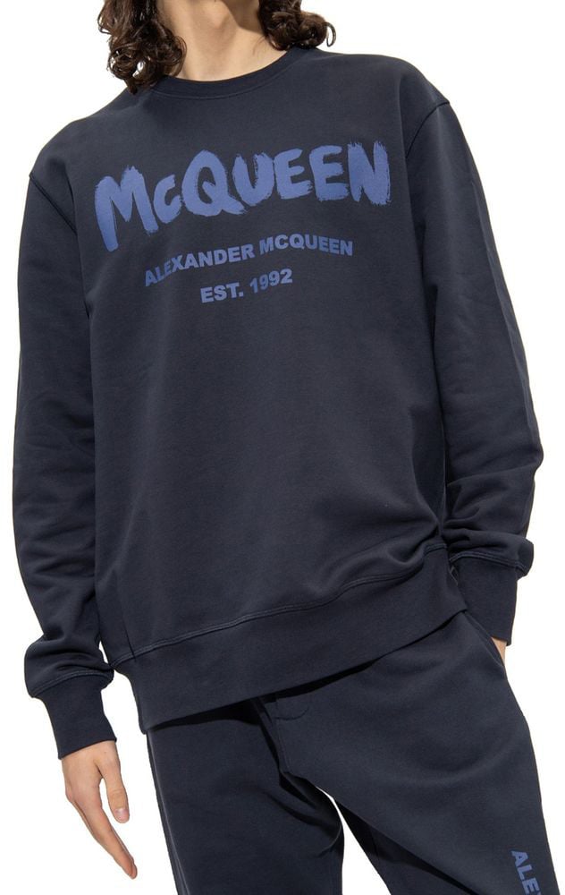 Alexander McQueen Alexander McQueen Blue Cotton Sweatshirt Blauw
