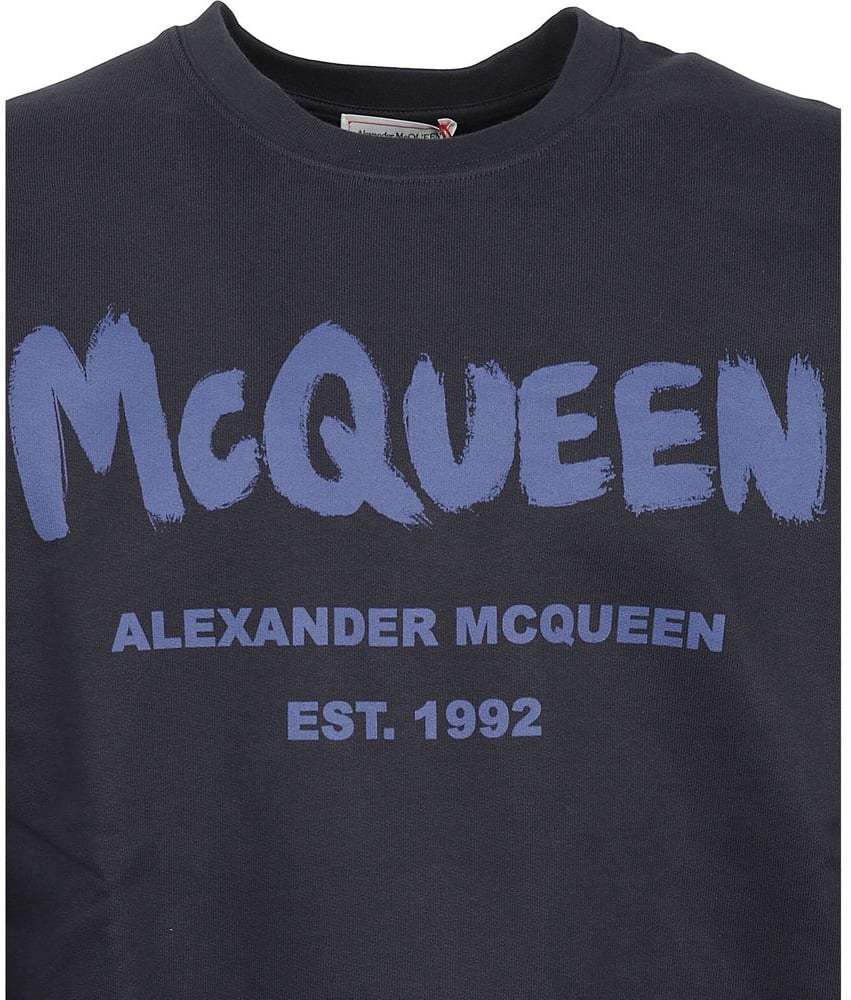 Alexander McQueen Alexander McQueen Blue Cotton Sweatshirt Blauw