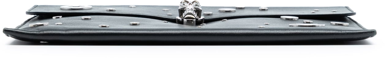 Alexander McQueen Leather Grommet Studded Skull Clutch Zwart