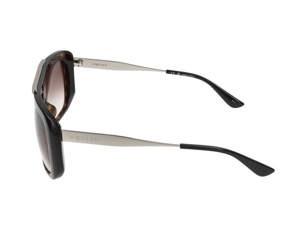 Alexander McQueen Sunglasses Alexander McQueen AM0492S 003 Havana Silver Brown 60/13/140 Bruin