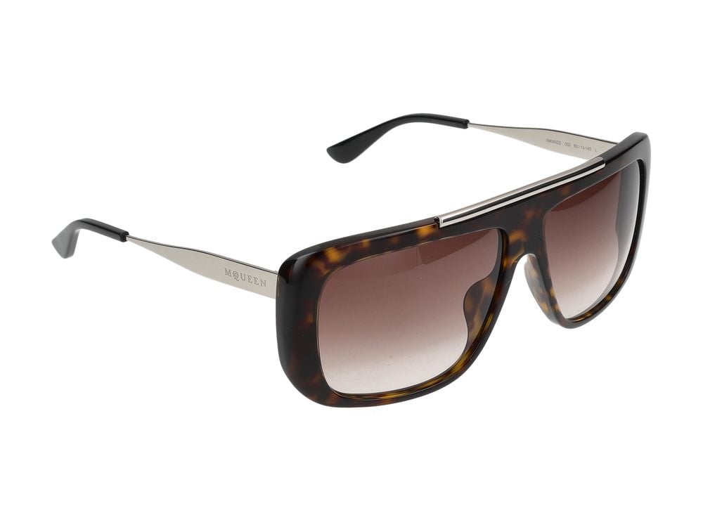 Alexander McQueen Sunglasses Alexander McQueen AM0492S 003 Havana Silver Brown 60/13/140 Bruin