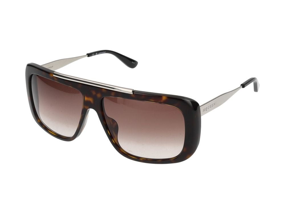 Alexander McQueen Sunglasses Alexander McQueen AM0492S 003 Havana Silver Brown 60/13/140 Bruin