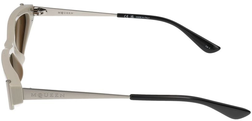 Alexander McQueen Sunglasses Alexander McQueen AM0493S 004 white silver brown 57/13/140 Grijs