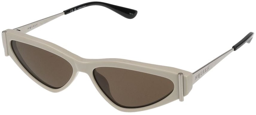 Alexander McQueen Sunglasses Alexander McQueen AM0493S 004 white silver brown 57/13/140 Grijs