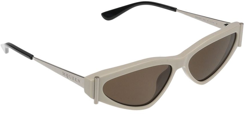 Alexander McQueen Sunglasses Alexander McQueen AM0493S 004 white silver brown 57/13/140 Grijs