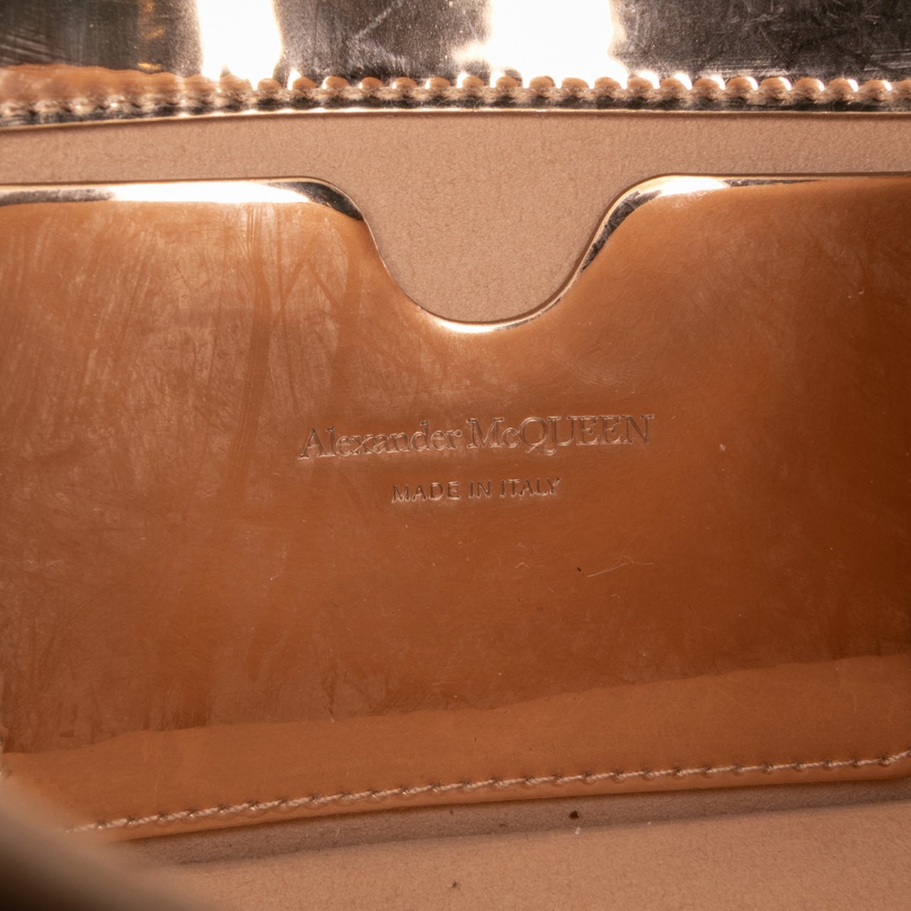 Alexander McQueen Mini Metallic Calfskin Jewelled Crossbody Goud