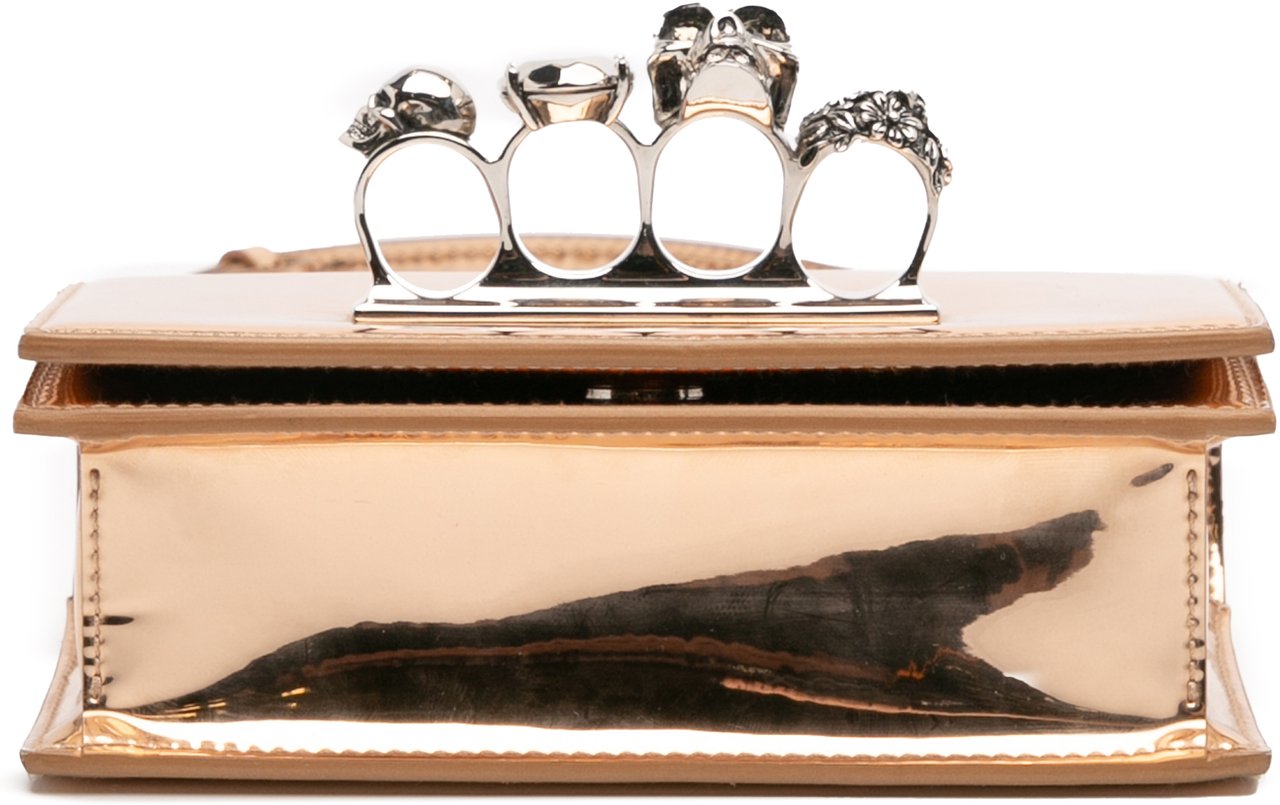 Alexander McQueen Mini Metallic Calfskin Jewelled Crossbody Goud