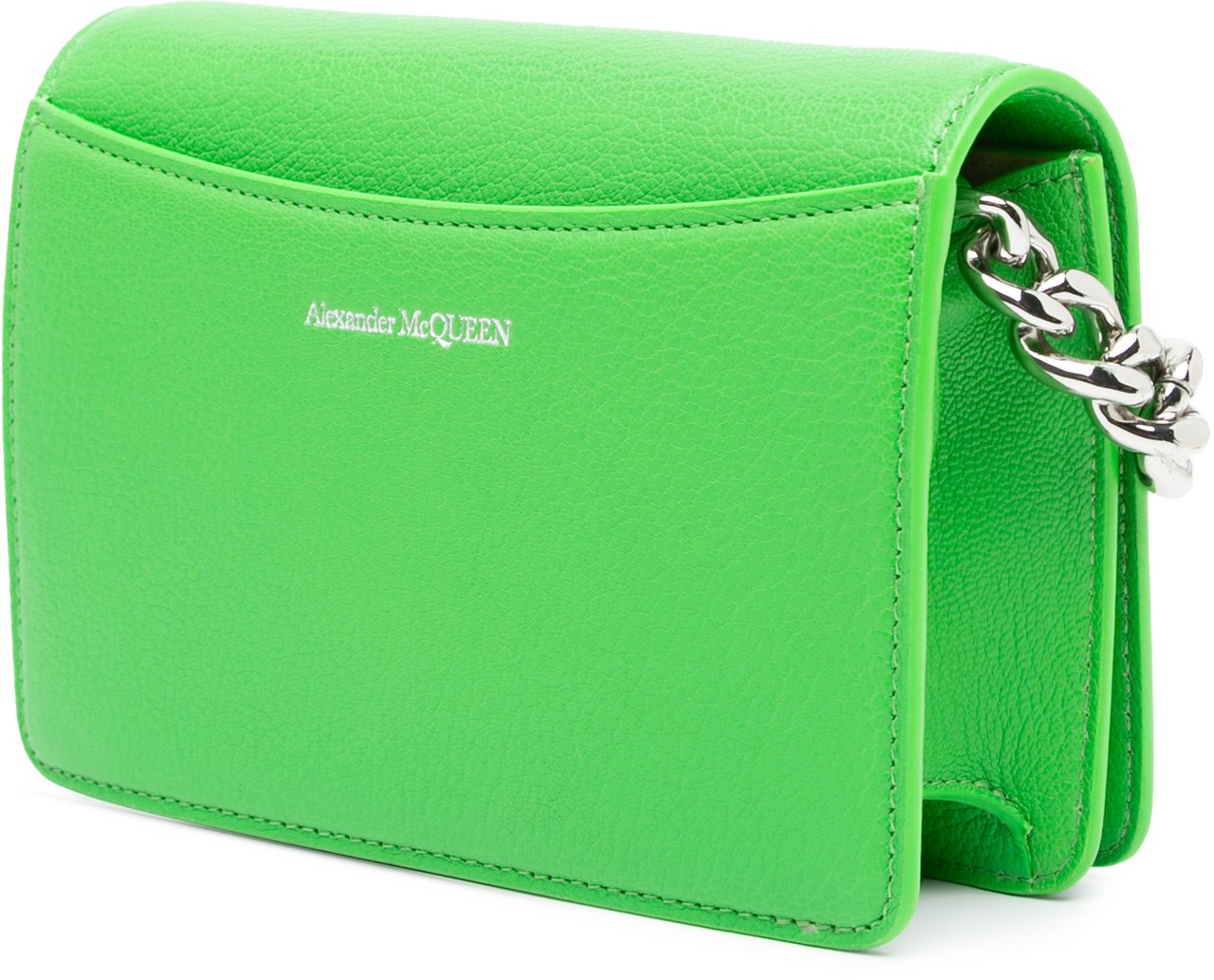 Alexander McQueen Calfskin Four Ring Knuckle Satchel Groen