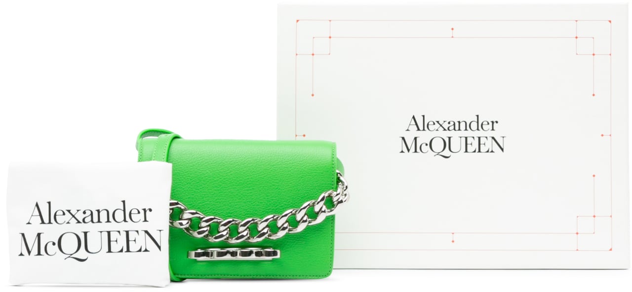 Alexander McQueen Calfskin Four Ring Knuckle Satchel Groen