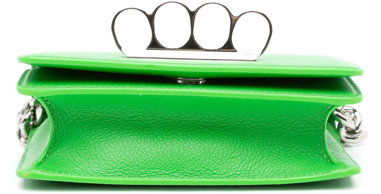 Alexander McQueen Calfskin Four Ring Knuckle Satchel Groen