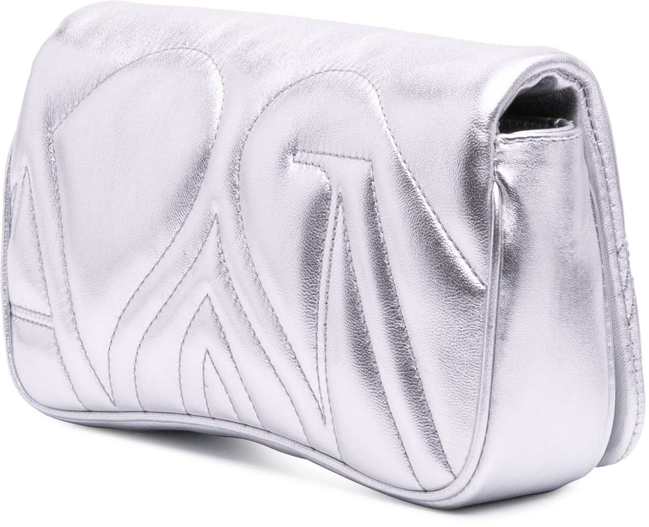 Alexander McQueen Mini Lambskin The Seal Chain Crossbody Zilver