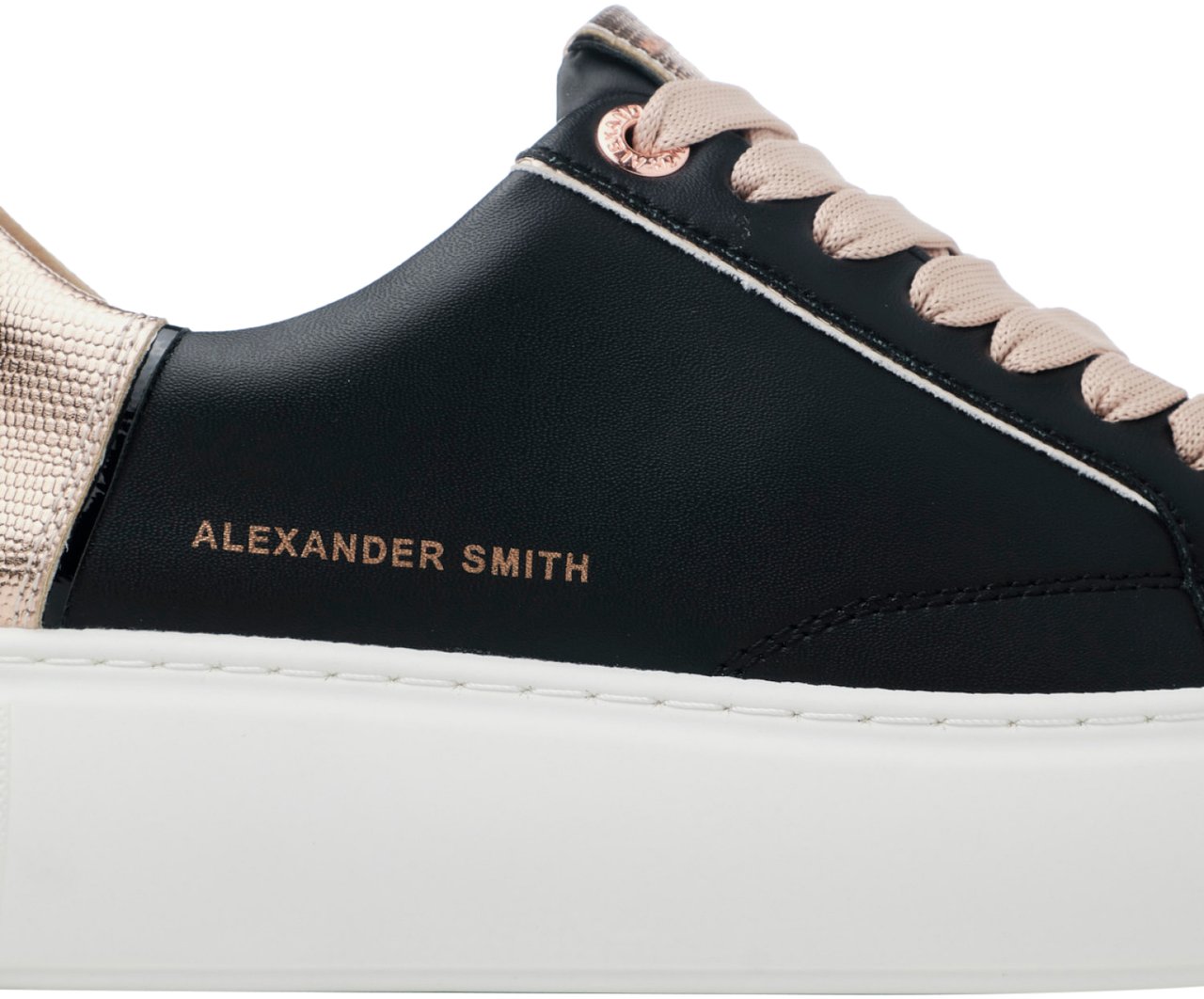 Alexander Smith Sneakers vegana nera con sperone platino rosato Zwart