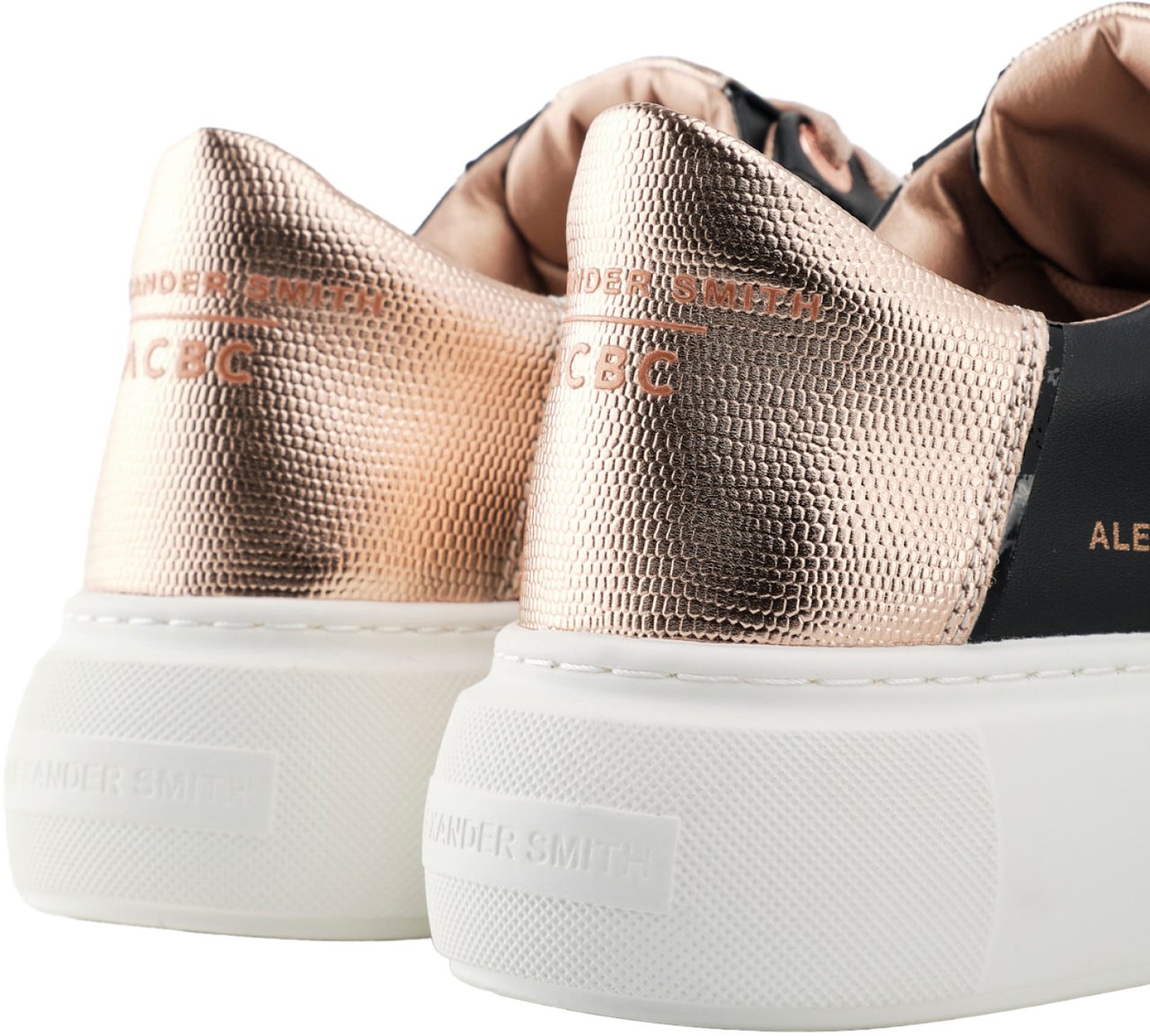 Alexander Smith Sneakers vegana nera con sperone platino rosato Zwart