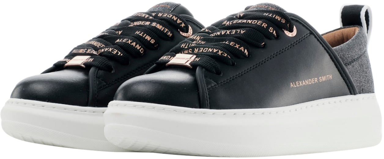 Alexander Smith Sneakers vegana nera con sperone nero glitter Zwart