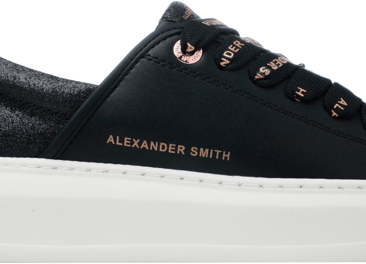 Alexander Smith Sneakers vegana nera con sperone nero glitter Zwart
