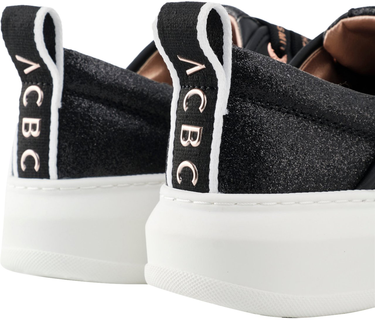Alexander Smith Sneakers vegana nera con sperone nero glitter Zwart