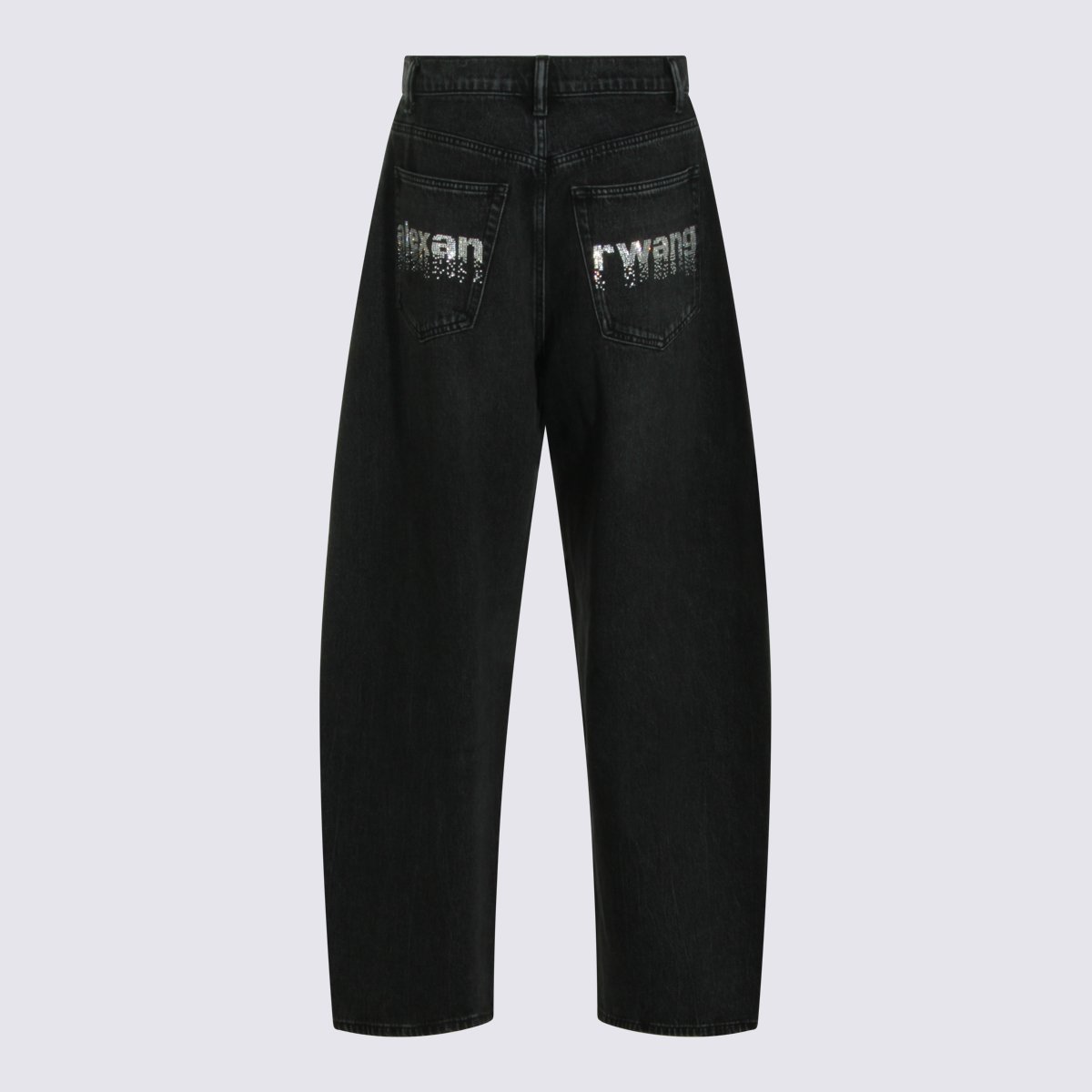 Alexander Wang High-Waisted Relaxed Fit Jeans With Distressed Logo Detail Zwart