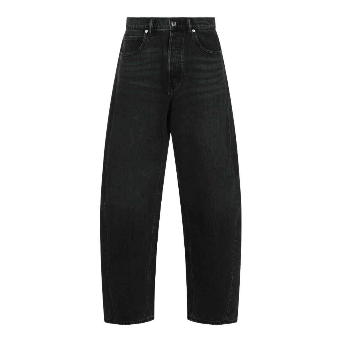 Alexander Wang High-Waisted Relaxed Fit Jeans With Distressed Logo Detail Zwart