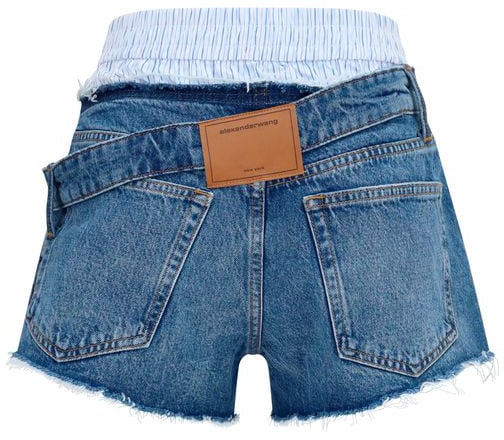 Alexander Wang Blue Cotton Bermuda Shorts Blauw