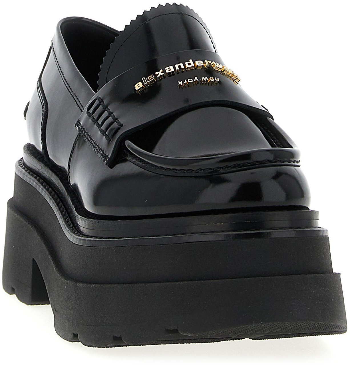 Alexander Wang Black Cowhide Platform Loafers Zwart