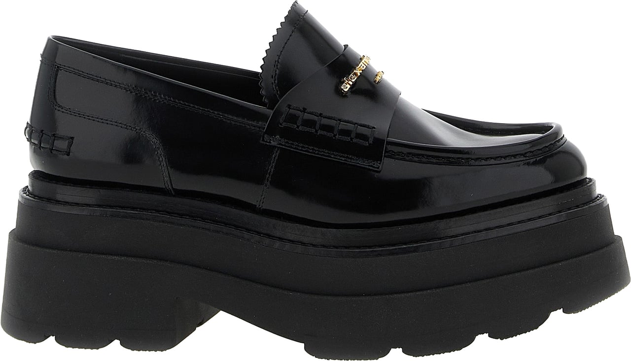 Alexander Wang Black Cowhide Platform Loafers Zwart