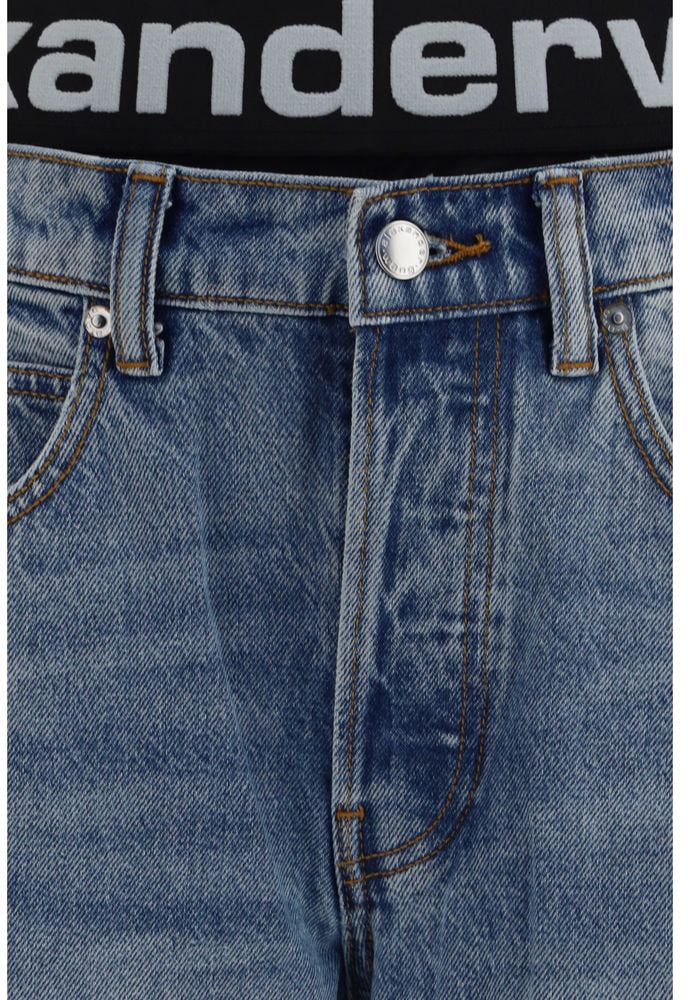 Alexander Wang Blue Cotton Relaxed Fit Jeans Blauw