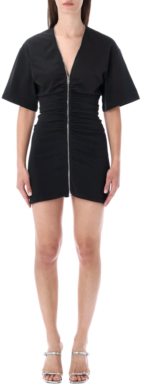 Alexander Wang Gathrred Tshirt Dress Zip Nero Zwart