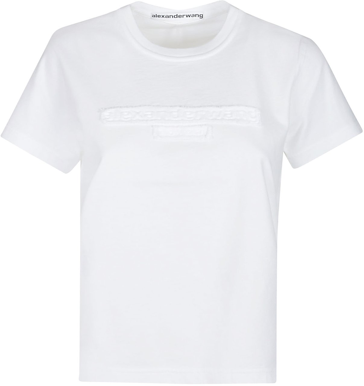 Alexander Wang Distressed Logo Shrunken T-shirt White Wit