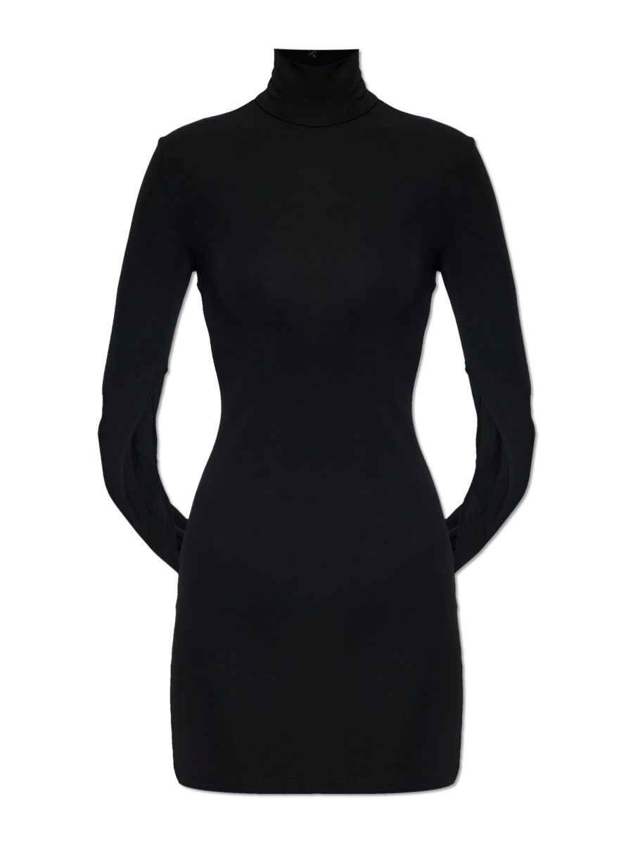 Alexander Wang Mini Draped Turtleneck Long Sleeve Dress Zwart