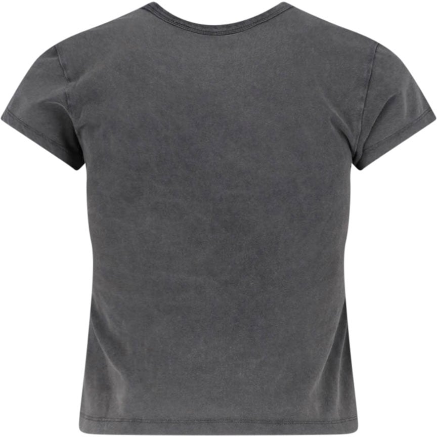 Alexander Wang Black Cropped Graphic Lipstick Cotton T-shirt Zwart