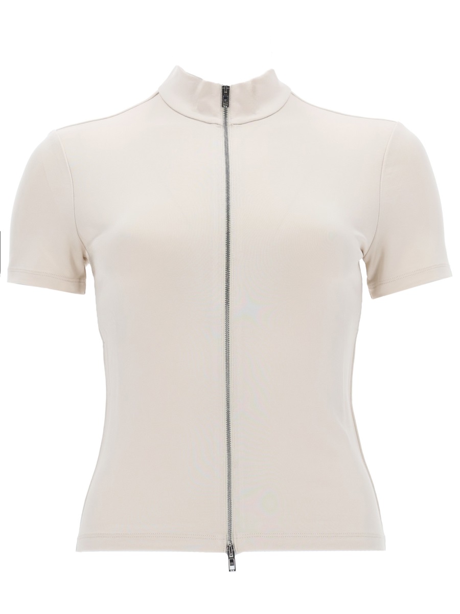 Alexander Wang Neutrals Rashguard High Neck Zip Top Wit