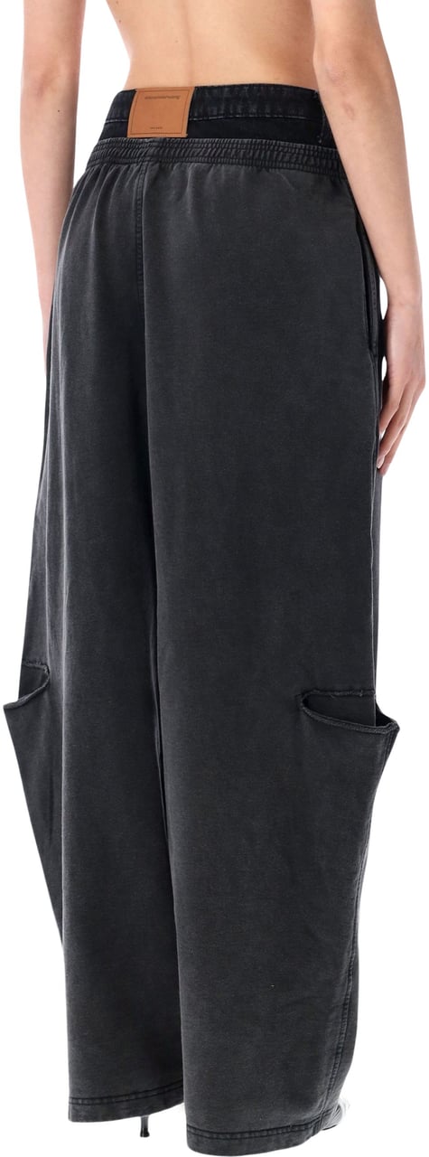 Alexander Wang Pre-Styled Slashed Sweatpant W/ Denim Wa Washed Black/Grey Donkergrijs