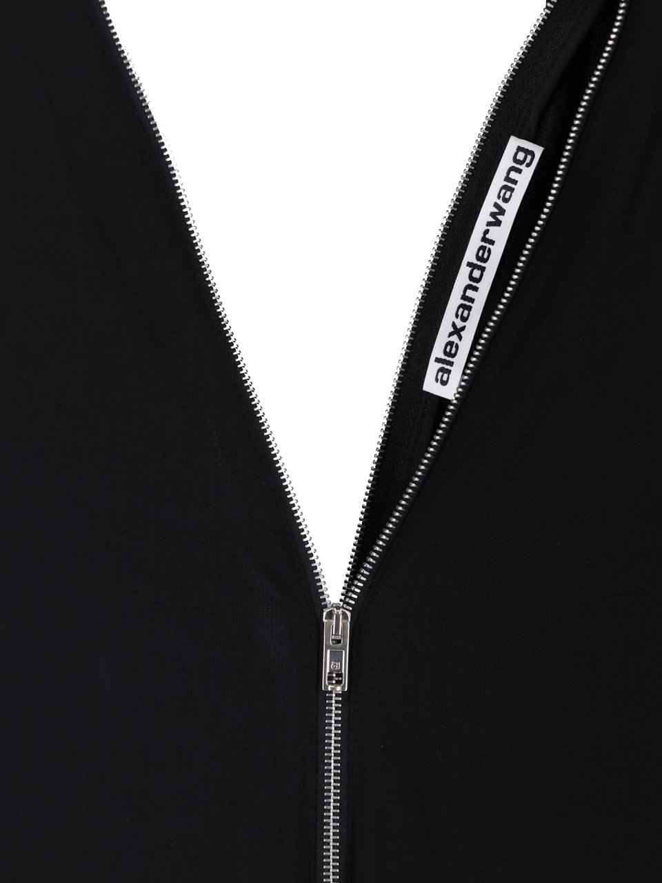Alexander Wang Black Continuous Zipper V-Neck Mini Dress Zwart