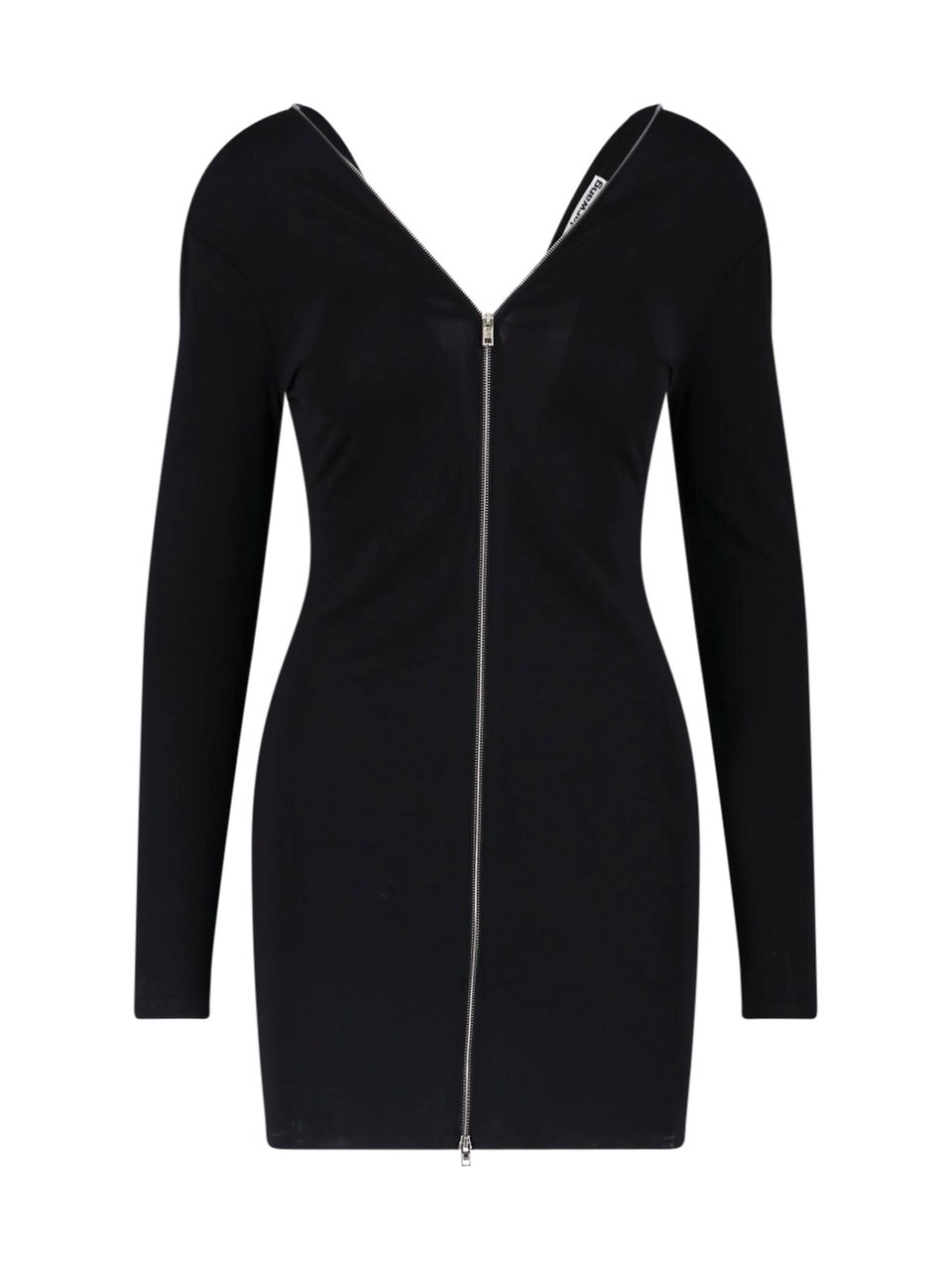 Alexander Wang Black Continuous Zipper V-Neck Mini Dress Zwart