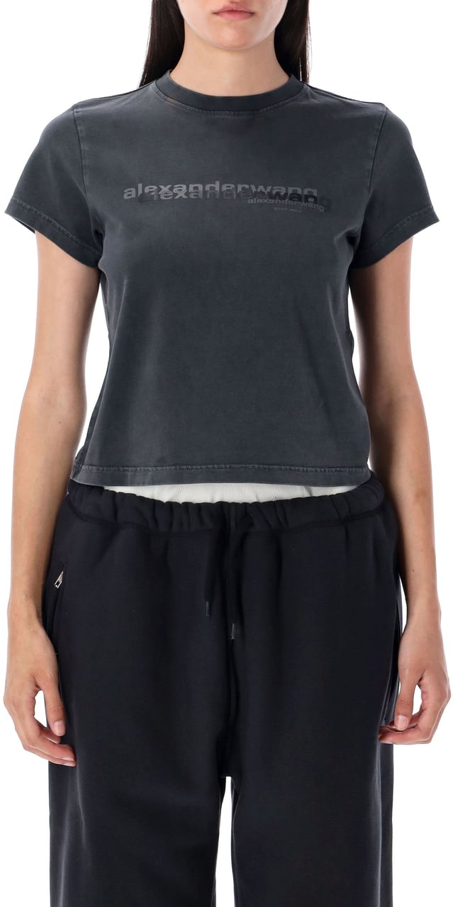 Alexander Wang Shrunken Tee Washed Black Zwart