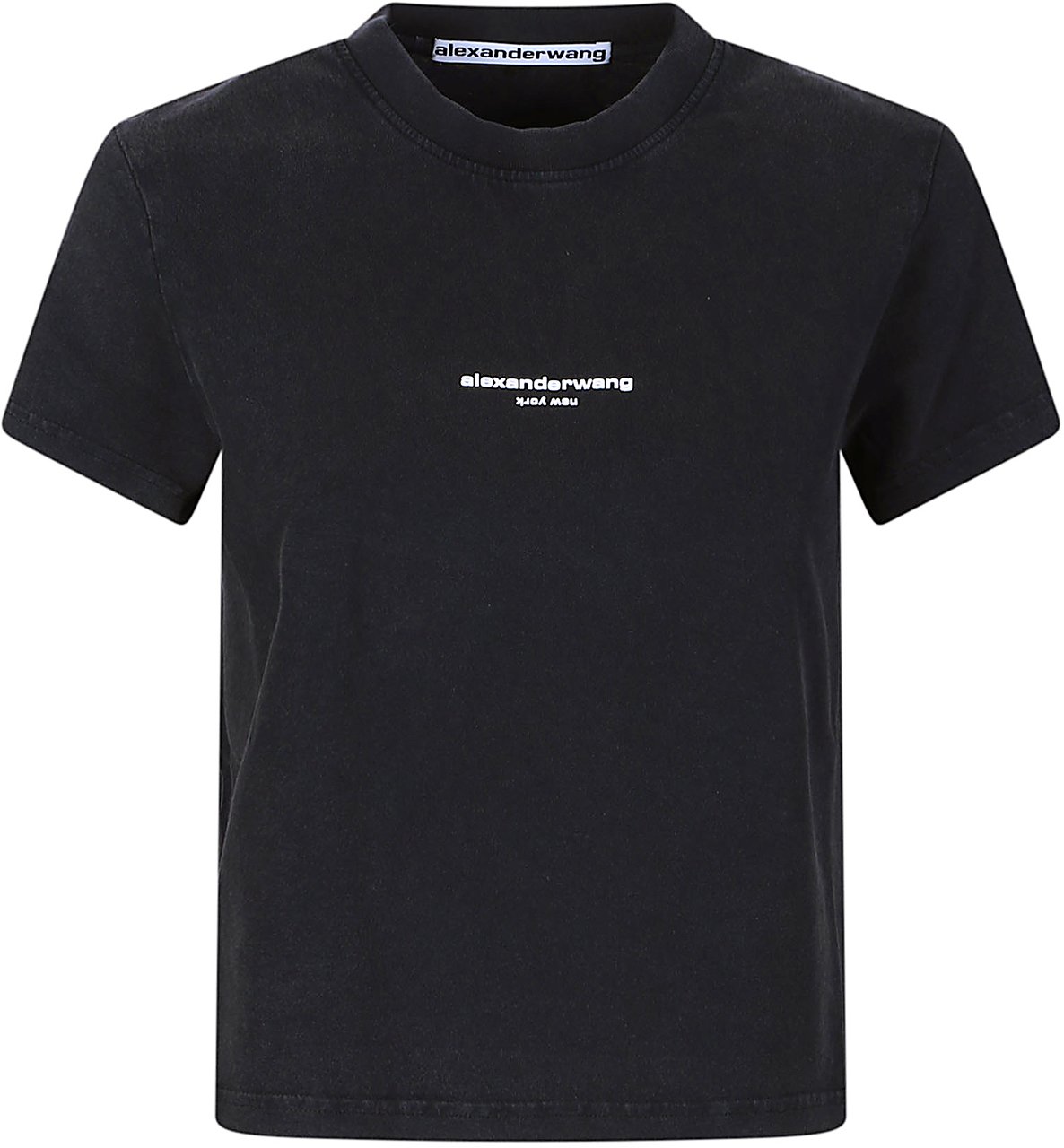 Alexander Wang Logo Print Shrunken T-shirt Black Zwart