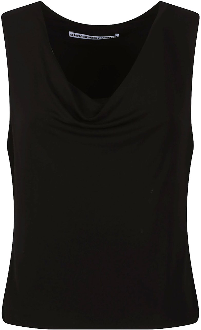 Alexander Wang Cowl Neck Zipper Detail Tank Top Black Zwart